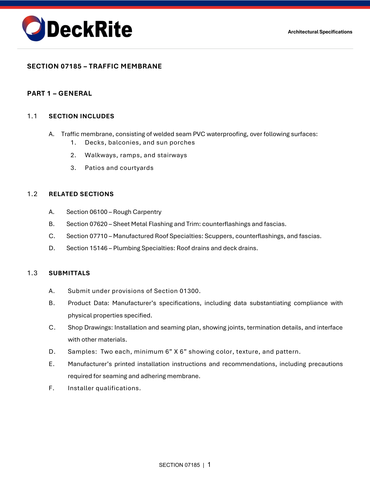 DeckRite Architectural Specifications preview