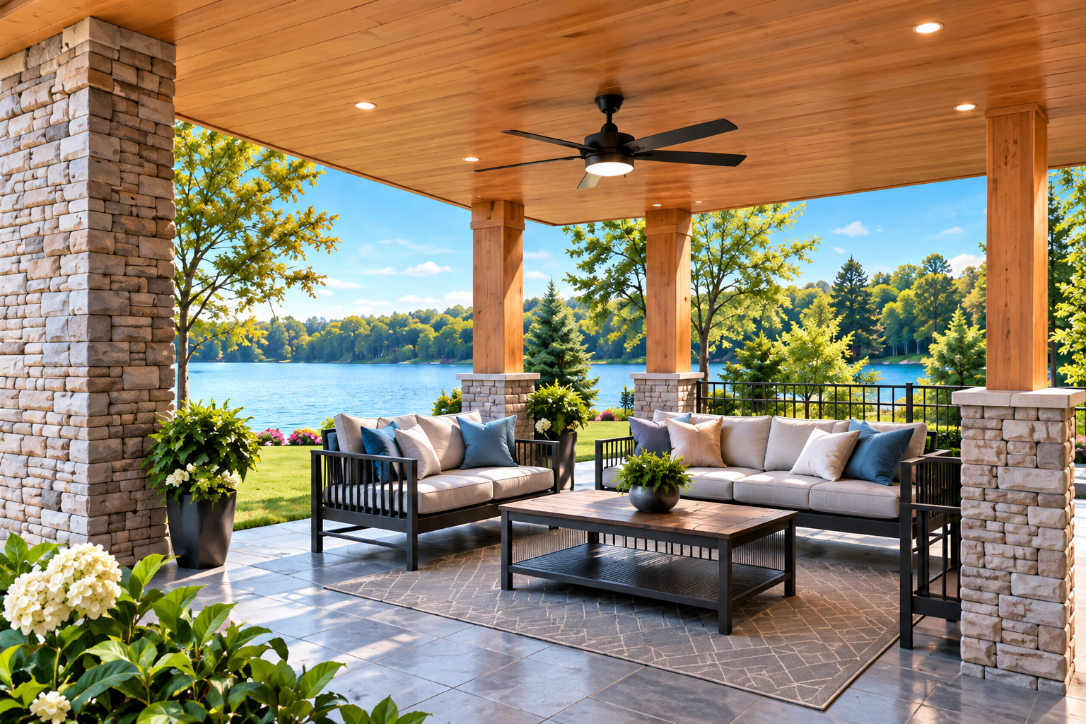 DeckRite vinyl deck surface with outdoor furniture on a second-story deck